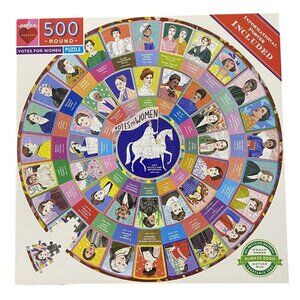 eeBoo Votes for Women 500 Piece Round Jigsaw Puzzle History Homeschool Hobby